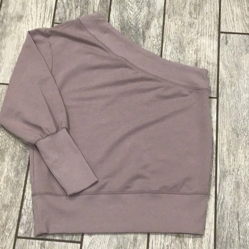 Sundays Dark Lavender One Shoulder Long Sleeve T.  Size 1 — fits size 4 and 6
